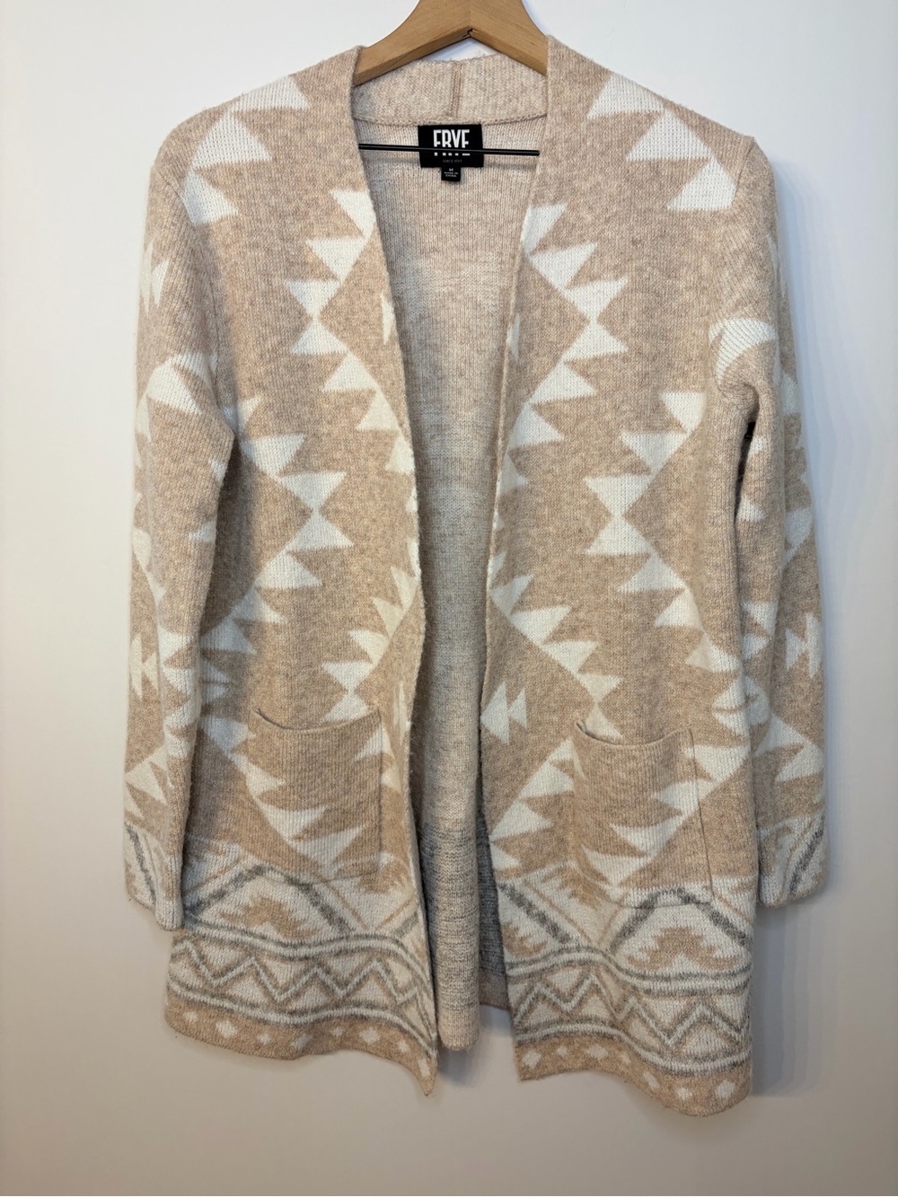 *NWOT* Frye Aztec Print Long Line Open Cardigan Sweater, Size Medium - Picture 3 of 10